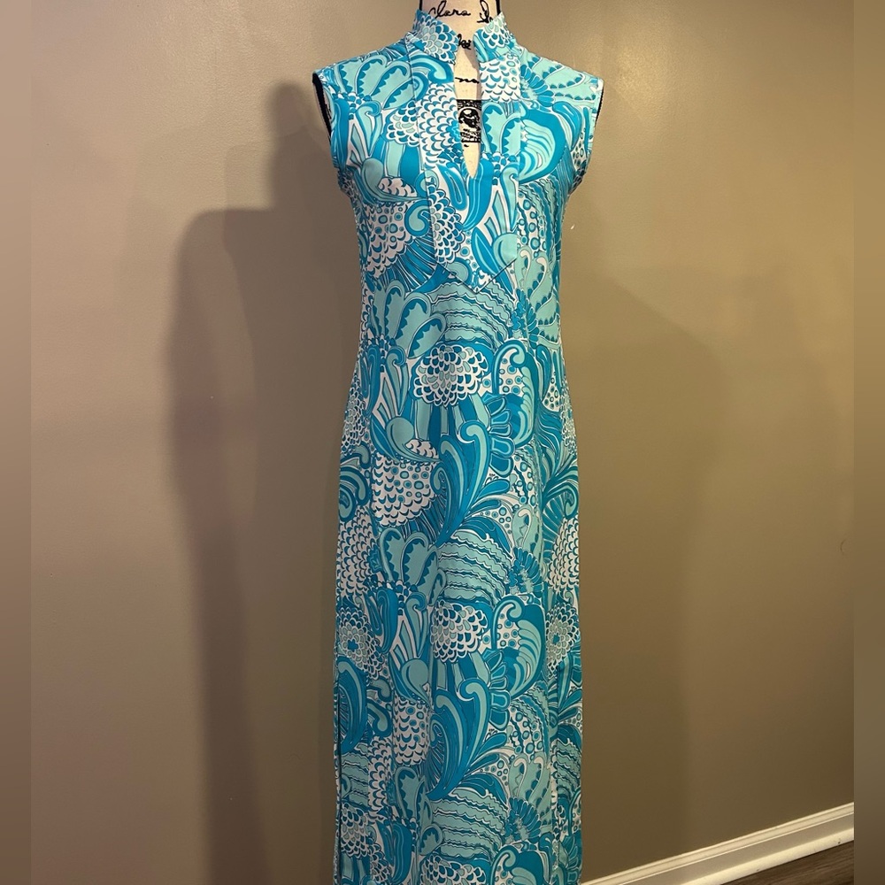 Jude Connally Turquoise & White Printed Midi Dress - Picture 8 of 16